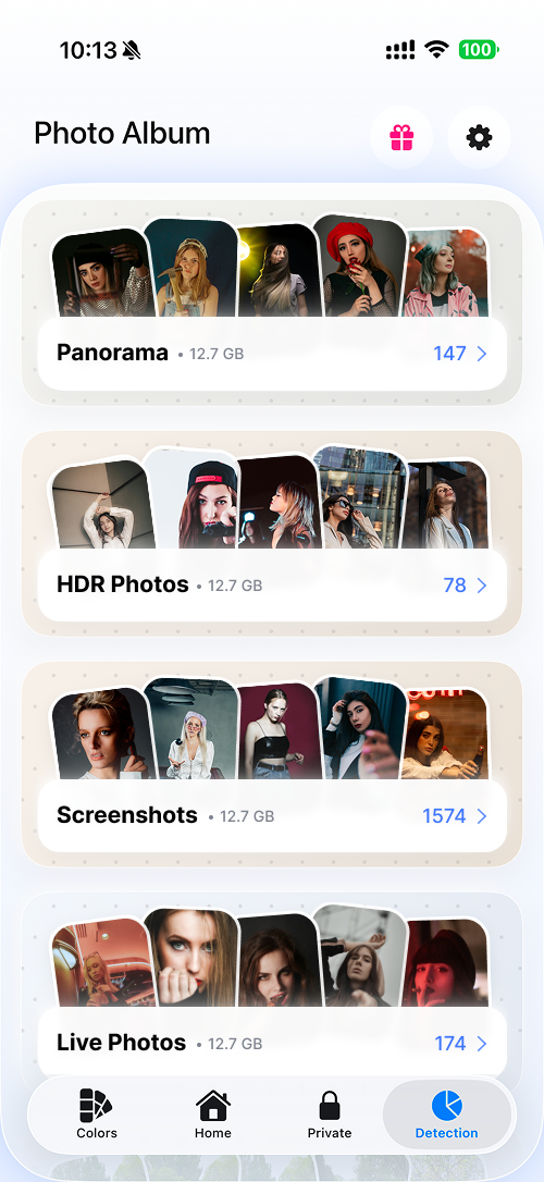 Photo album detection categories